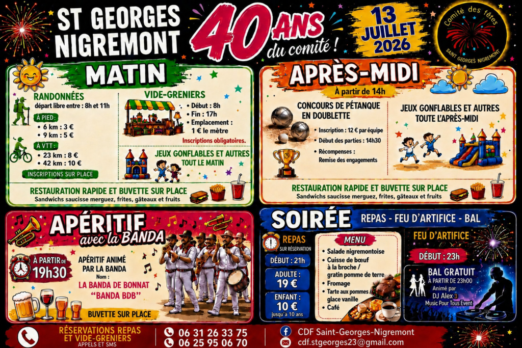 Programme de la fête du 13 juillet 2026
